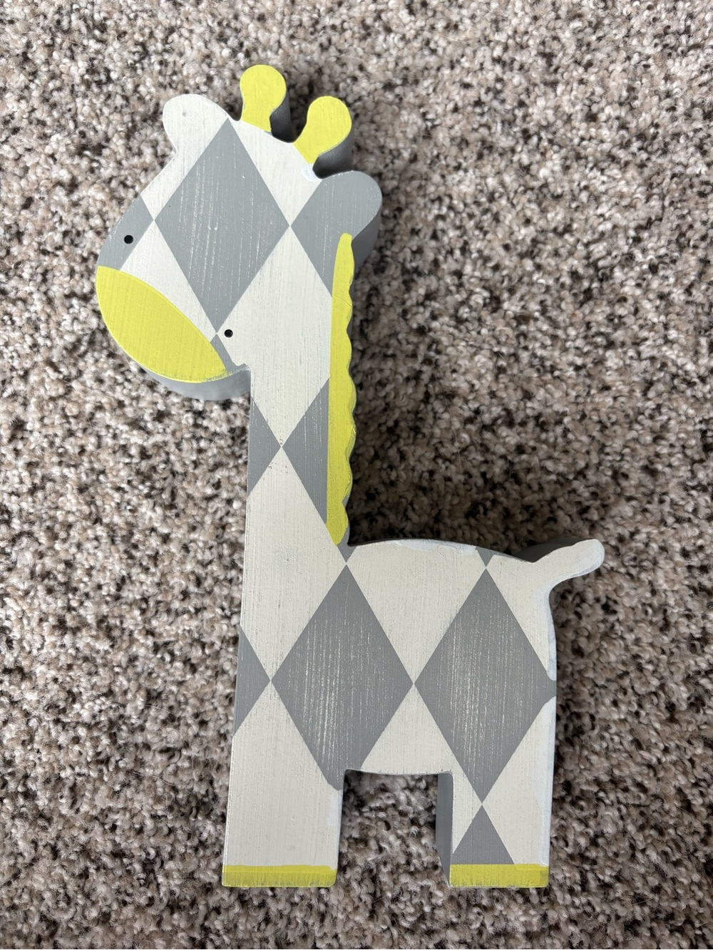 Wooden Giraffe Home Accent in Gray and Yellow